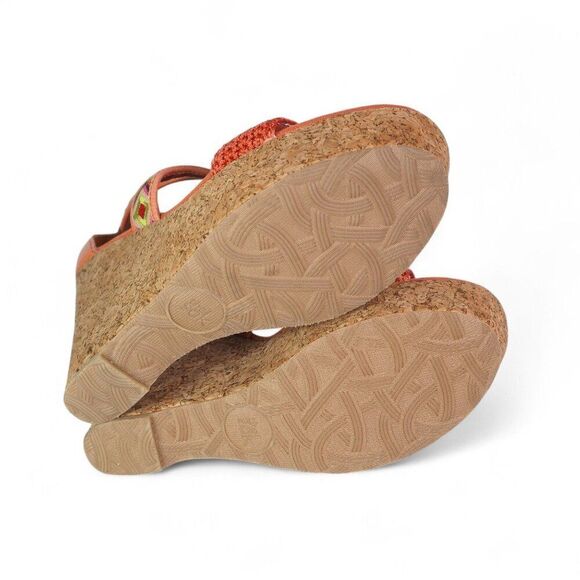 The Sak Criss Cross Wedge Ankle Sandals "Bright Orange Aztec Print" Women's 8 - Picture 10 of 11